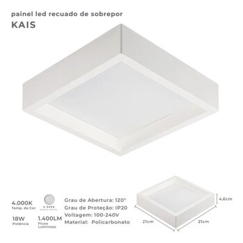 PLAFON MBLED NORDECOR KAIS REC 4247 18W 4000K