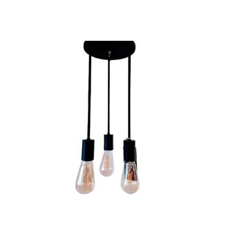 PENDENTE T.Y 140-3 PRETO SUSP HASTE LONGA C/3 E27