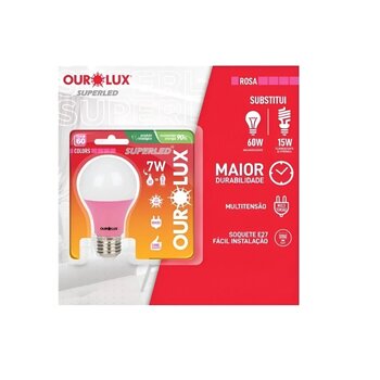 LAMP LED OUROLUX SUPERLED 7W OURO 60 COLORS ROSA